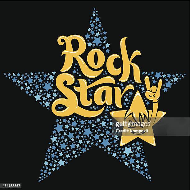 rock star typografie - moderne rockmusik stock-grafiken, -clipart, -cartoons und -symbole