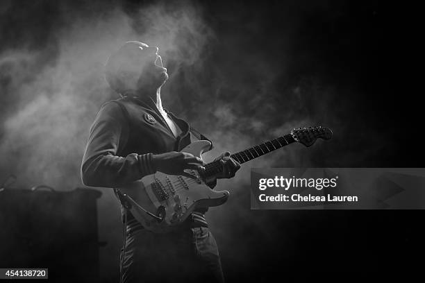 Guitarist Albert Hammond, Jr. Of The Strokes performs during day 2 of FYF Fest at Los Angeles Sports Arena on August 24, 2014 in Los Angeles,...