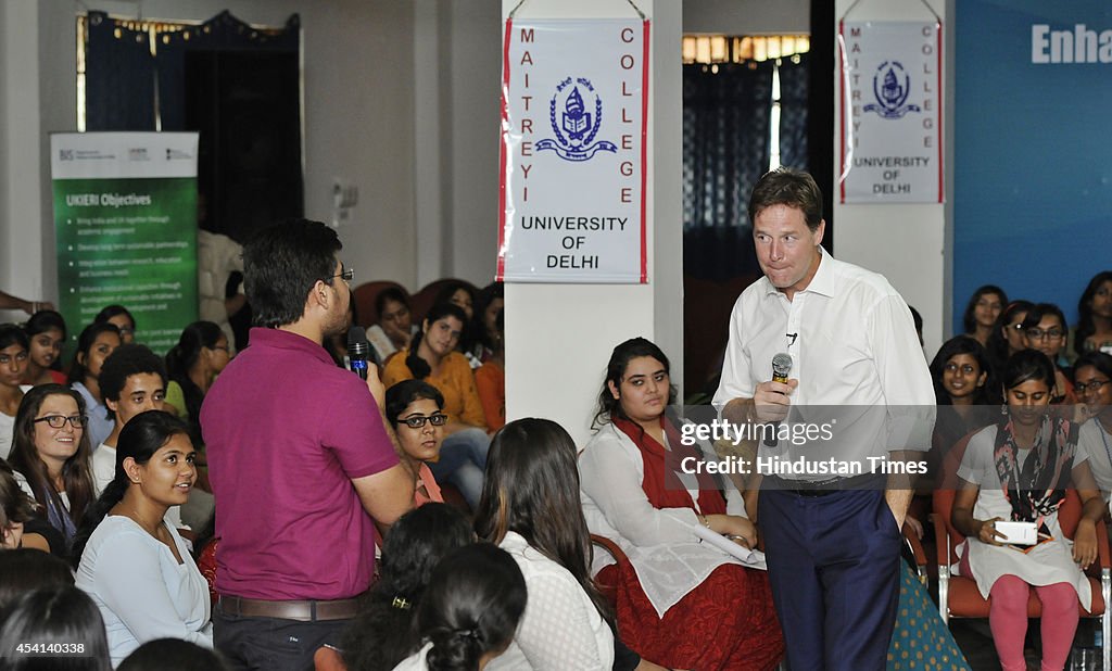 Nick Clegg Meets Students At Maitreyi College In Delhi