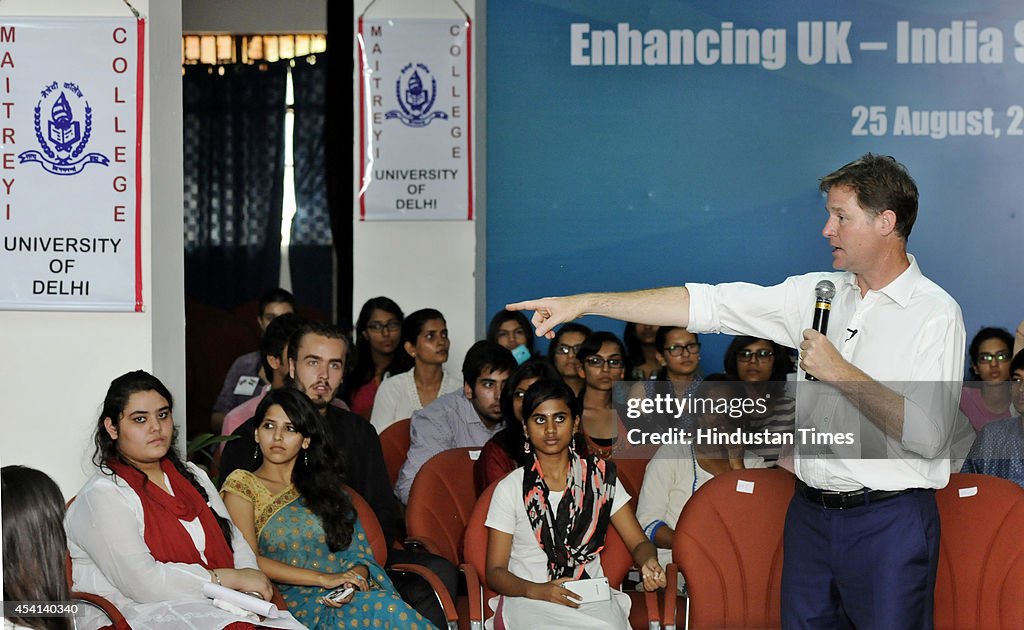 Nick Clegg Meets Students At Maitreyi College In Delhi