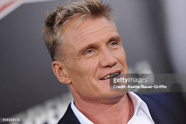 Actor Dolph Lundgren arrives at the Los Angeles premiere of 'The Expendables 3' at TCL Chinese Theatre on August 11, 2014 in Hollywood, California.