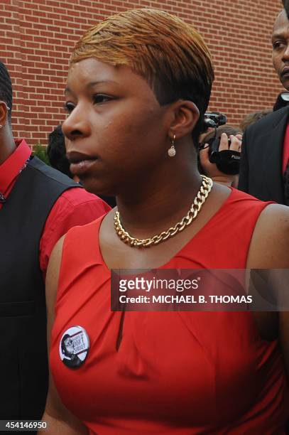 Lesley McSpadden arrives at the funeral for her slain 18-year old son, Michael Brown Jr. At Friendly Temple Missionary Baptist Church in St. Louis,...
