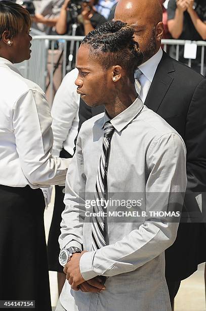 Dorian Johnson, witness to the shooting of 18-year-old Michael Brown Jr. Is seen before funeral services at Friendly Temple Missionary Baptist Church...