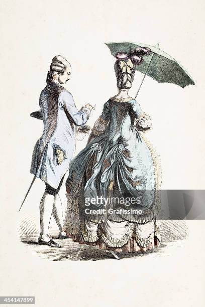 ilustrações de stock, clip art, desenhos animados e ícones de aristocratic casal roupa tradicional do século 18 - eighteenth