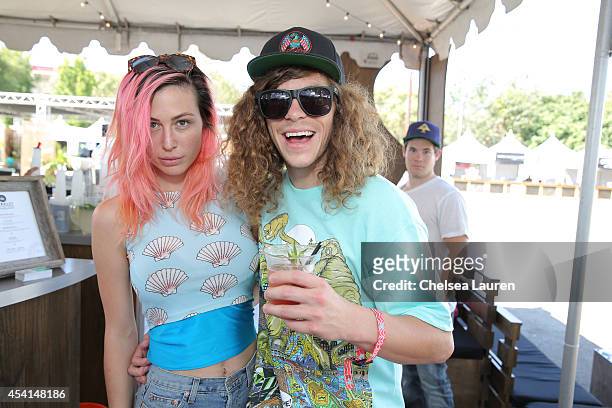 Actor / comedian Blake Anderson and wife Rachael Finley attend day 2 of FYF Fest at Los Angeles Sports Arena on August 24, 2014 in Los Angeles,...