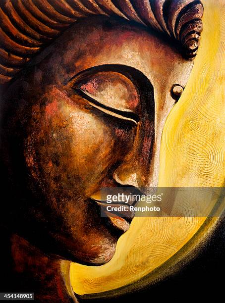 fine art: buddha painting - buddha stock illustrations