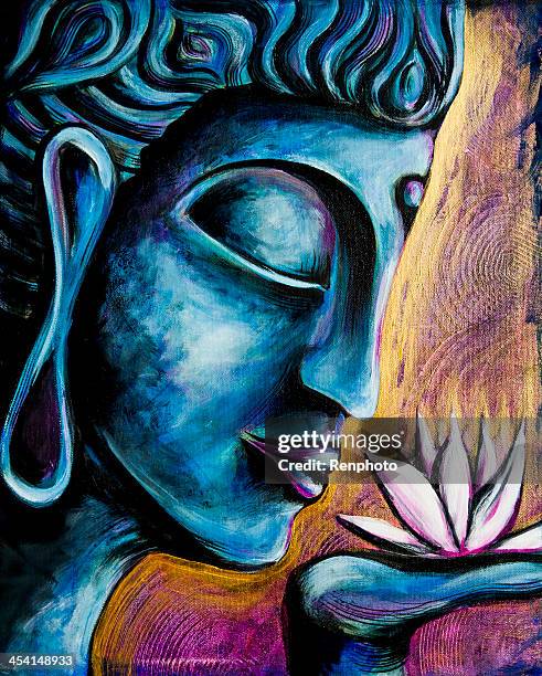 fine art: buddha painting - buddha stock illustrations