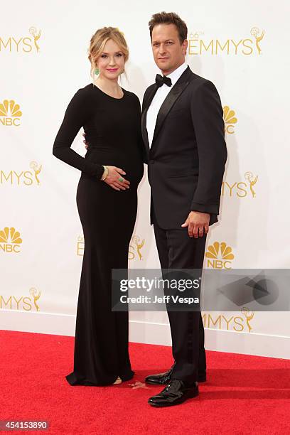 Actor Josh Carles and Sophie Flack attend the 66th Annual Primetime Emmy Awards held at Nokia Theatre L.A. Live on August 25, 2014 in Los Angeles,...