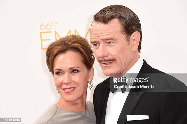 Actor Bryan Cranston and Robin Dearden attend the 66th Annual Primetime Emmy Awards held at Nokia Theatre L.A. Live on August 25, 2014 in Los...