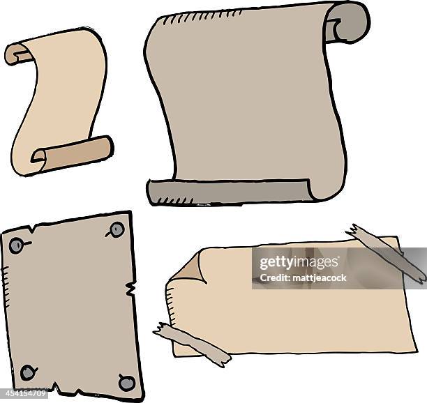 hand drawn scrolls - parchment scroll stock illustrations