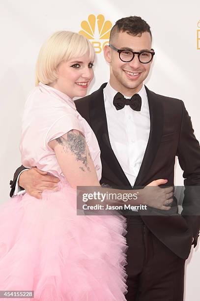 Actress/director Lena Dunham and musician Jack Antonoff attend the 66th Annual Primetime Emmy Awards held at Nokia Theatre L.A. Live on August 25,...