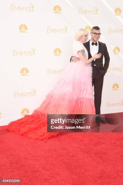 Actress/director Lena Dunham and musician Jack Antonoff attend the 66th Annual Primetime Emmy Awards held at Nokia Theatre L.A. Live on August 25,...