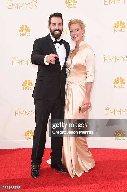 Actress Katherine Heigl and singer Josh Kelley attend the 66th Annual Primetime Emmy Awards held at Nokia Theatre L.A. Live on August 25, 2014 in Los...