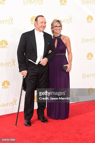 Actor Kevin Spacey and TV personality Ashleigh Banfield attend the 66th Annual Primetime Emmy Awards held at Nokia Theatre L.A. Live on August 25,...