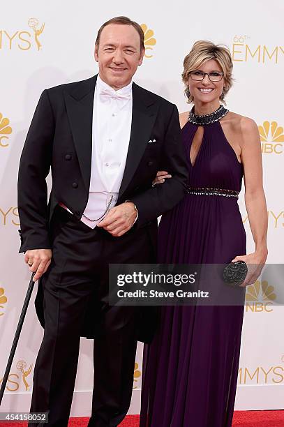 Actor Kevin Spacey and TV personality Ashleigh Banfield attend the 66th Annual Primetime Emmy Awards held at Nokia Theatre L.A. Live on August 25,...