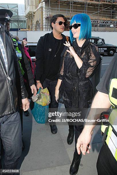 Katy Perry is seen at St Pancras railway station on March 19, 2012 in London, United Kingdom.