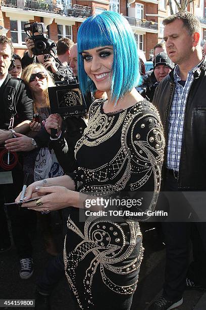 Katy Perry is seen on March 19, 2012 in London, United Kingdom.