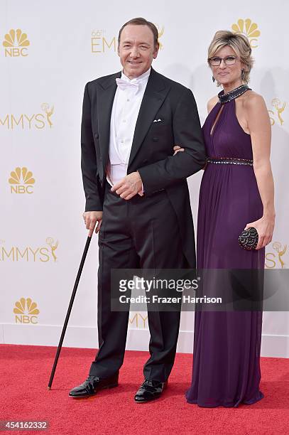 Actor Kevin Spacey and TV personality Ashleigh Banfield attend the 66th Annual Primetime Emmy Awards held at Nokia Theatre L.A. Live on August 25,...