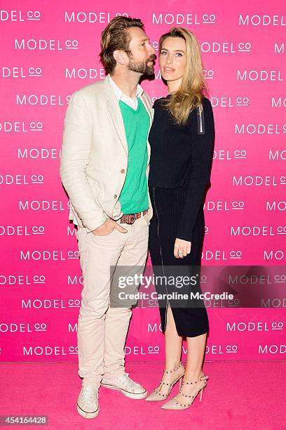 Daimon Downey and Georgina Gorman attend the launch of ModelCo natural skincare collection at Customs House on August 26, 2014 in Sydney, Australia....