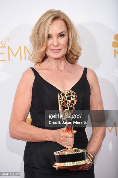Actress Jessica Lange, winner of the Outstanding Lead Actress in a Miniseries or Movie Award for "American Horror Story: Coven" poses in the press...