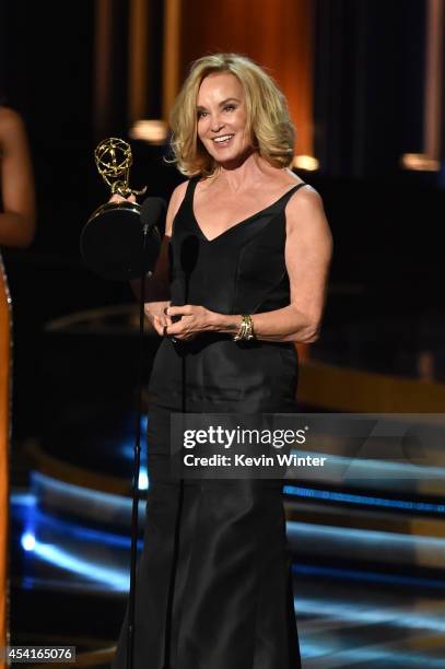 Actress Jessica Lange accepts Outstanding Lead Actress in a Miniseries or Movie for 'American Horror Story: Coven' onstage at the 66th Annual...