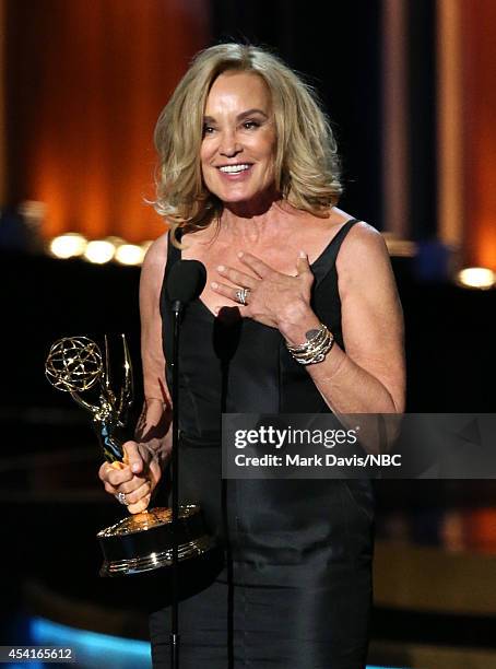 66th ANNUAL PRIMETIME EMMY AWARDS -- Pictured: Actress Jessica Lange accepts the Outstanding Lead Actress in a Miniseries or Movie award for...