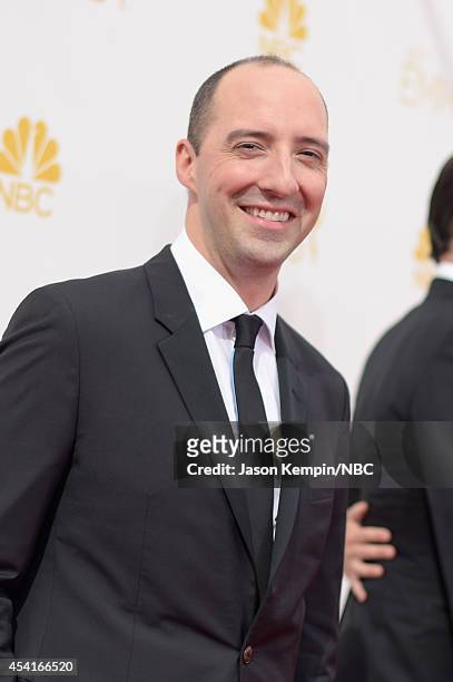 66th ANNUAL PRIMETIME EMMY AWARDS -- Pictured: Actor Tony Hale arrives to the 66th Annual Primetime Emmy Awards held at the Nokia Theater on August...