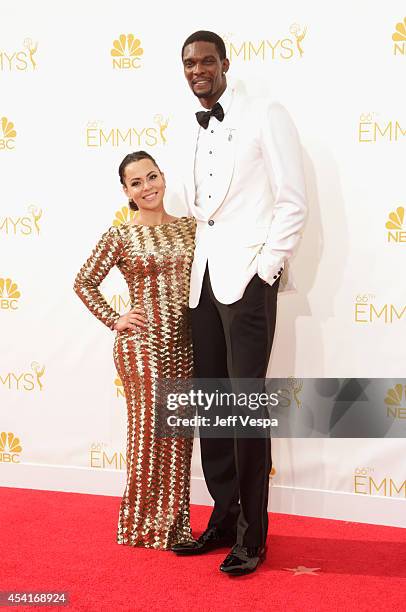 Player Chris Bosh and Adrienne Williams Bosh attend the 66th Annual Primetime Emmy Awards held at Nokia Theatre L.A. Live on August 25, 2014 in Los...