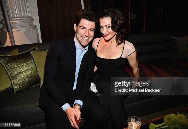 Actor Max Greenfield and wife Tess Sanchez attend the FOX, 20th Century FOX Television, FX Networks and National Geographic Channel's 2014 Emmy Award...