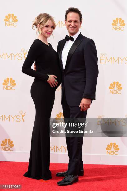 Dancer Sophie Flack and actor Josh Charles attend the 66th Annual Primetime Emmy Awards held at Nokia Theatre L.A. Live on August 25, 2014 in Los...
