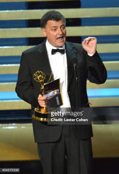 Writer Steven Moffat speaks onstage at the 66th Annual Primetime Emmy Awards held at Nokia Theatre L.A. Live on August 25, 2014 in Los Angeles,...
