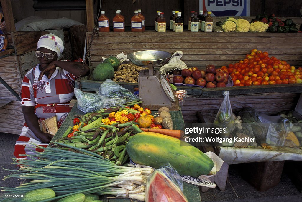 Tobago, Scarborough, Market Scene, Fresh Produce Stand...
