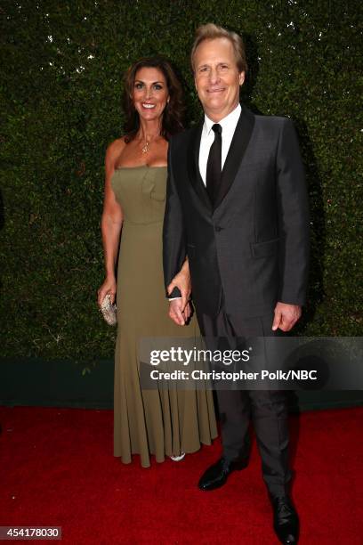66th ANNUAL PRIMETIME EMMY AWARDS -- Pictured: Actors Kathleen Treado and actor Jeff Daniels arrive to the 66th Annual Primetime Emmy Awards held at...
