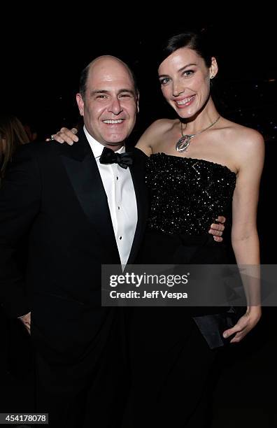 Writer/producer Matthew Weiner and actress Jessica Pare attend the 66th Annual Primetime Emmy Awards Governors Ball held at Los Angeles Convention...