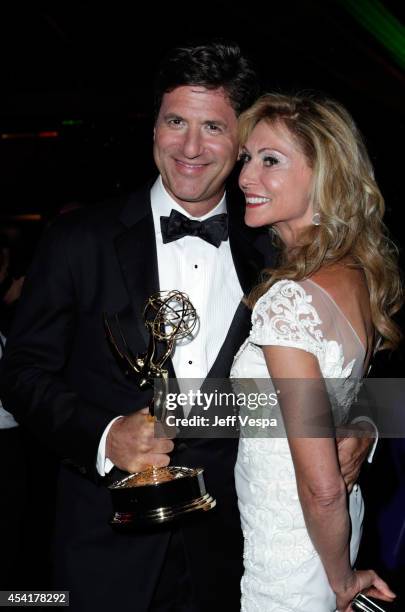 Producer Steve Levitan and Krista Levitan attend the 66th Annual Primetime Emmy Awards Governors Ball held at Los Angeles Convention Center on August...