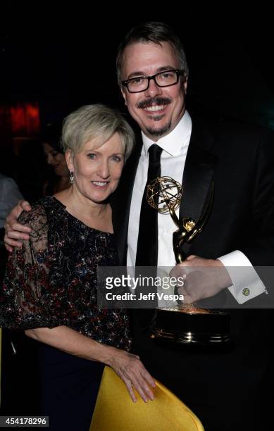 Holly Rice and Vince Gilligan attend the 66th Annual Primetime Emmy Awards Governors Ball held at Los Angeles Convention Center on August 25, 2014 in...