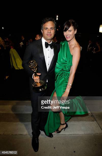 Actor Mark Ruffalo and Sunrise Coigney attend the 66th Annual Primetime Emmy Awards Governors Ball held at Los Angeles Convention Center on August...
