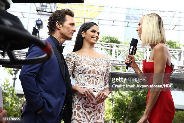 Pictured: Actor Matthew McConaughey, model/designer Camila Alves and TV personality Giuliana Rancic visit E! 'Live From The Red Carpet' at the 66th...