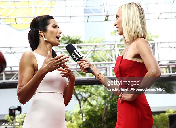 Pictured: TV personalities Padma Lakshmi and Giuliana Rancic visit E! 'Live From The Red Carpet' at the 66th Annual Primetime Emmy Awards held at the...