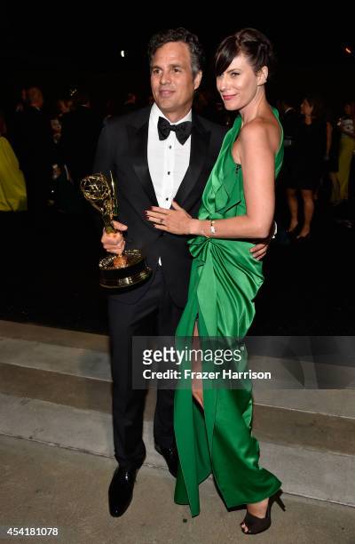 Actors Mark Ruffalo and Sunny Coigney attend the 66th Annual Primetime Emmy Awards Governors Ball held at Los Angeles Convention Center on August 25,...