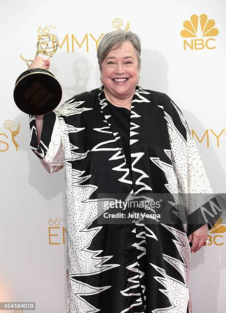 Actress Kathy Bates poses in the press room during the 66th Annual Primetime Emmy Awards at Nokia Theatre L.A. Live on August 25, 2014 in Los...