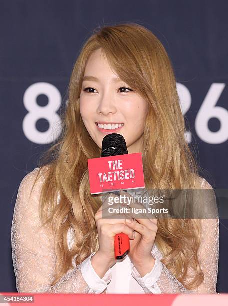 Girls' Generation-TTS attend the OnStyle "The TaeTiSeo" press conference at CJ E&M center on August 22, 2014 in Seoul, South Korea.