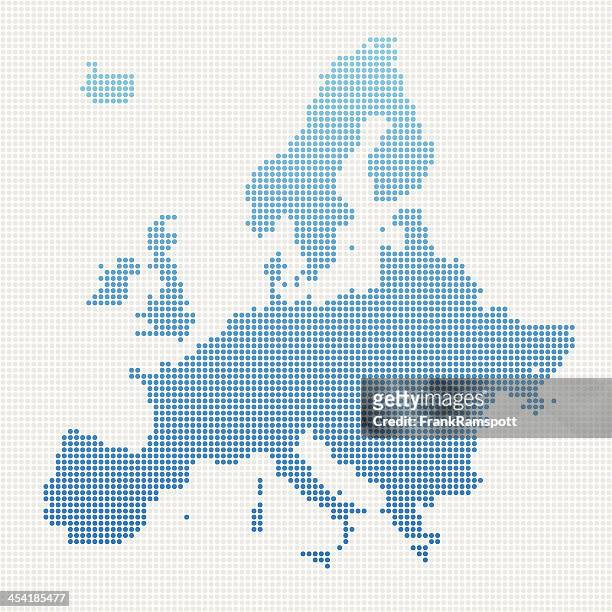 illustrazioni stock, clip art, cartoni animati e icone di tendenza di europa mappa con motivo a pois blu - europe