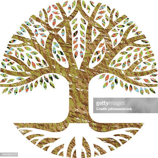 scribbled tree symbol - tree chipping stock illustrations