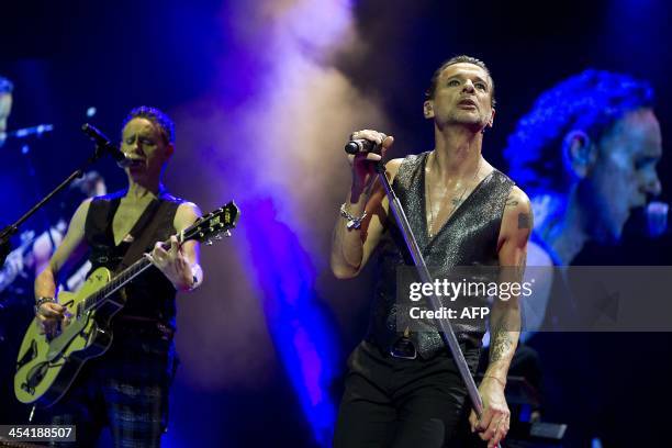 Singer David Gahan of British band Depeche Mode performs during a concert at the Ziggo Dome in Amsterdam, the Netherlands, on December 7, 2013. AFP...