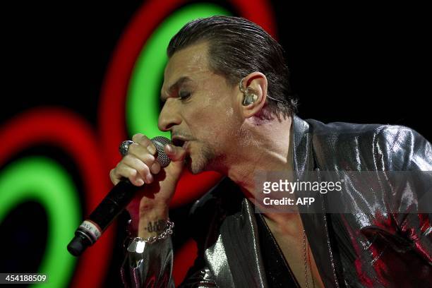 Singer David Gahan of British band Depeche Mode performs during a concert at the Ziggo Dome in Amsterdam, the Netherlands, on December 7, 2013. AFP...