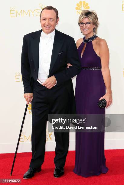 Actor Kevin Spacey and TV personality Ashleigh Banfield attend the 66th Annual Primetime Emmy Awards at the Nokia Theatre L.A. Live on August 25,...