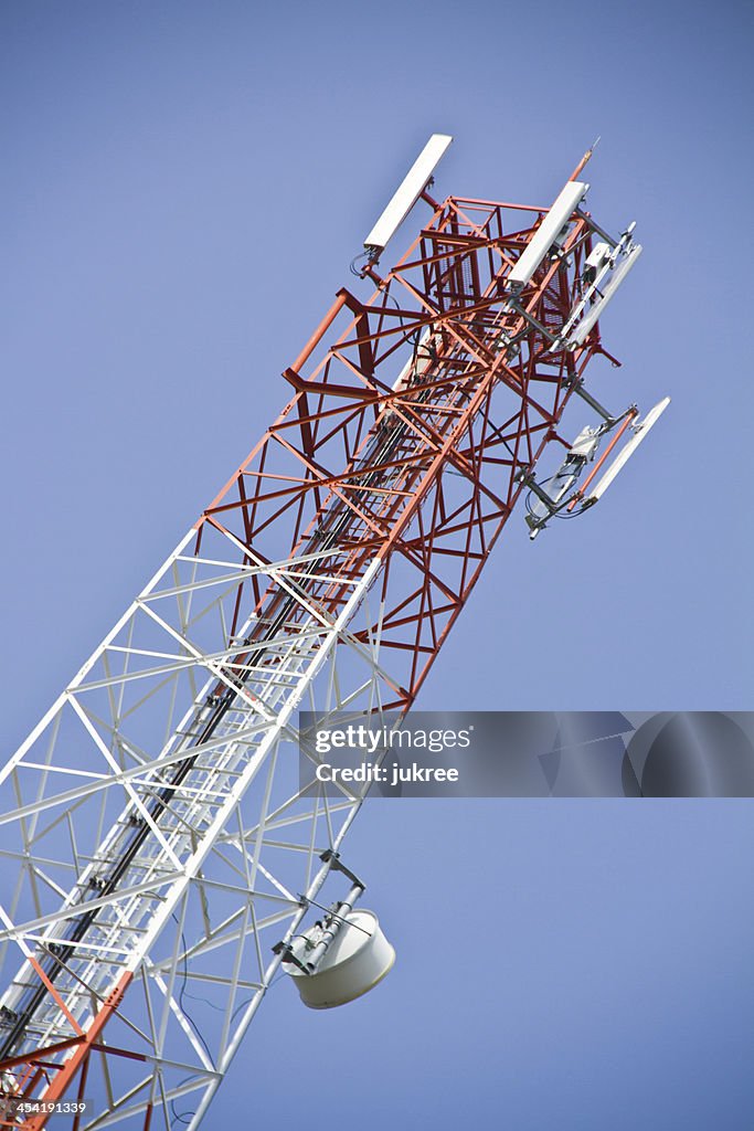 Telecommunications tower. Mobile phone base station