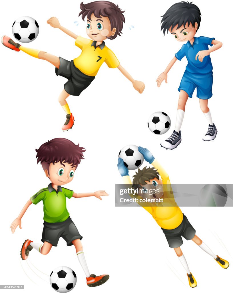 Quatre joueurs de football