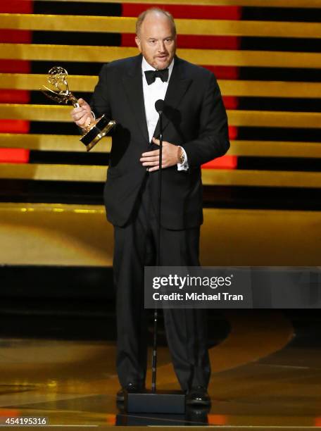 Louis C.K. Speaks onstage during the 66th Annual Primetime Emmy Awards held at Nokia Theatre L.A. Live on August 25, 2014 in Los Angeles, California.